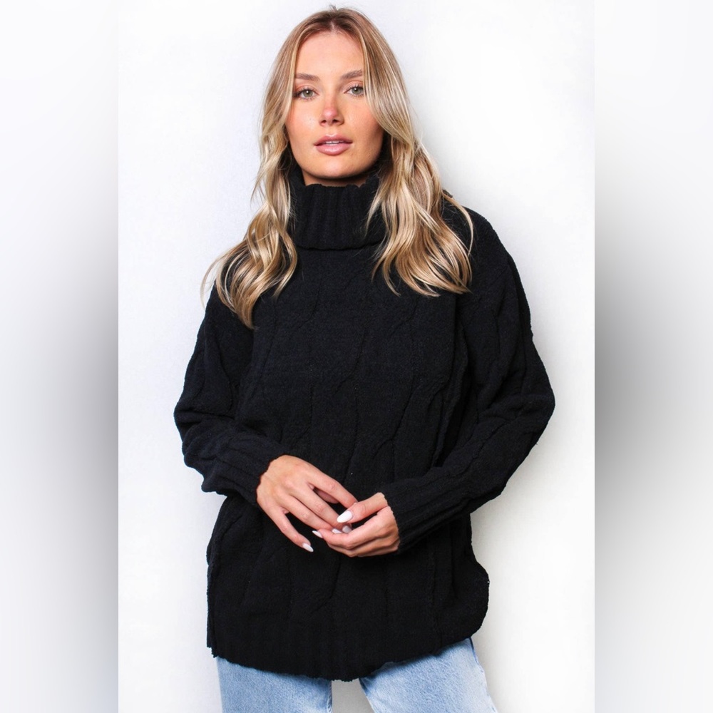S43-Chunky Turtleneck Sweater-Black